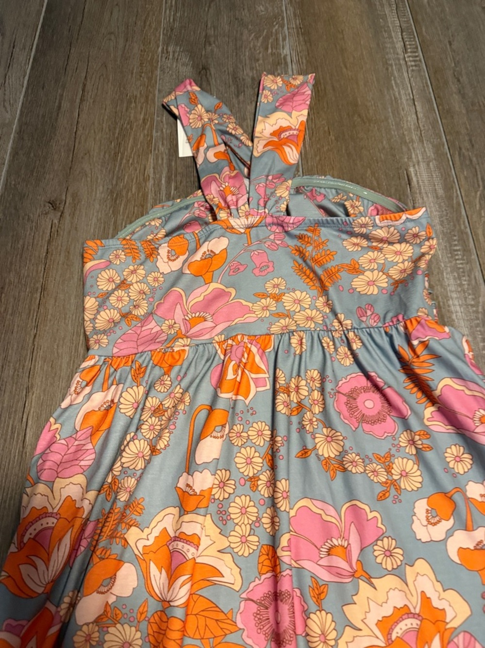 Grace Karin Floral Maxi Skirt in Gray with Orange & Pink